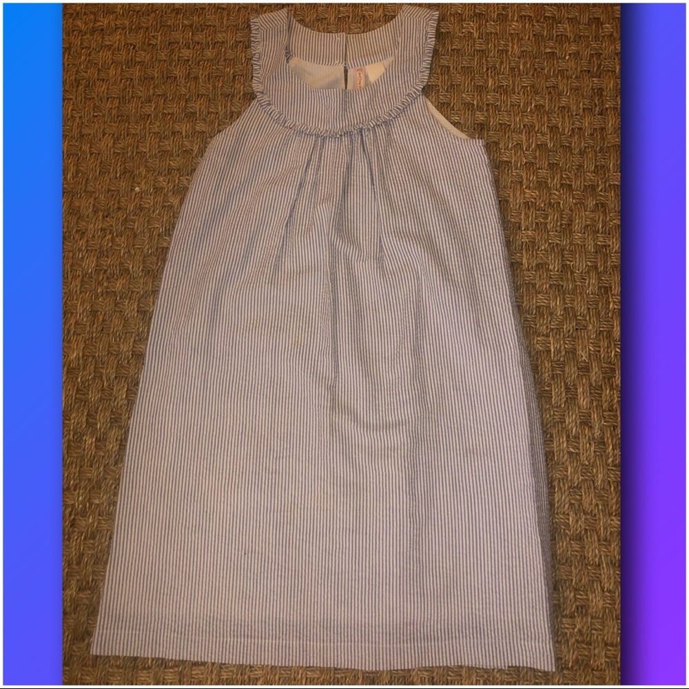 Striped Seersucker Sundress in Blue and White